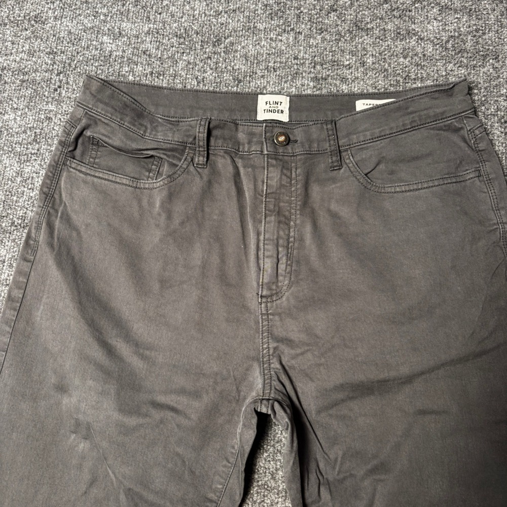 Flint and Tinder 5-Pocket Pants Mens 34x32 GrayTapered Fit Canvas Chino